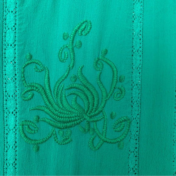 Asos - Embroidered, Emerald Green, Short-Sleeve Dress, Size 6 - Picture 7 of 13